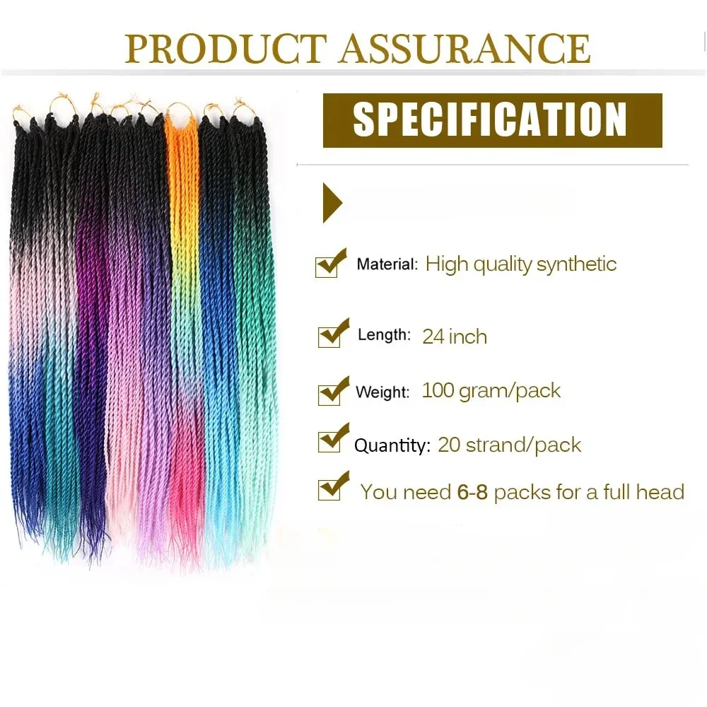 Jedwabiście pasma Pleść warkocza Ombre Senegalese Twist Szydełkowe przedłużanie włosów Syntetyczne warkocze szydełkowe Kolory Passion Twist Hair