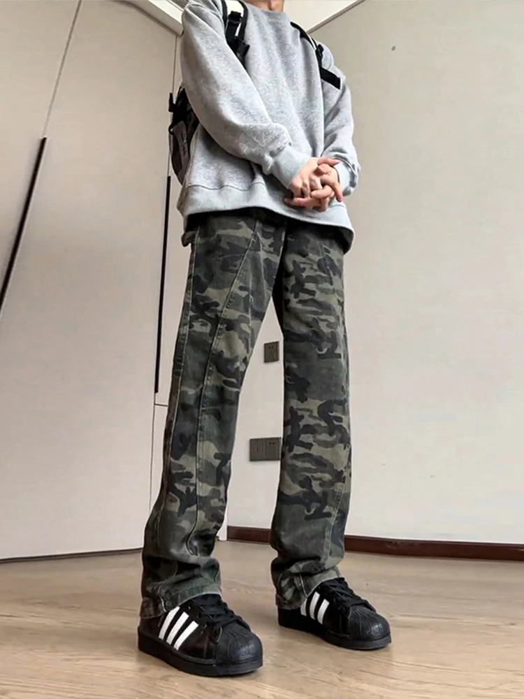 

Мужские камуфляжные брюки Cleanfit: прямые рабочие брюки в стиле High Street, облегающие повседневные брюки в американском ретро-стиле