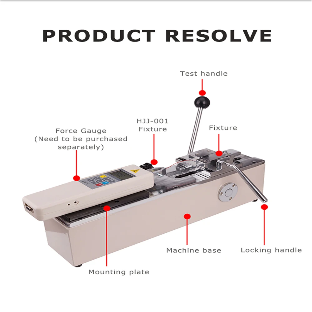 1000N HPH Force Gauge Test Bench Harness Terminal Pull Tester Machine Manual Tensile Testing Machine Horizontal Digital Display