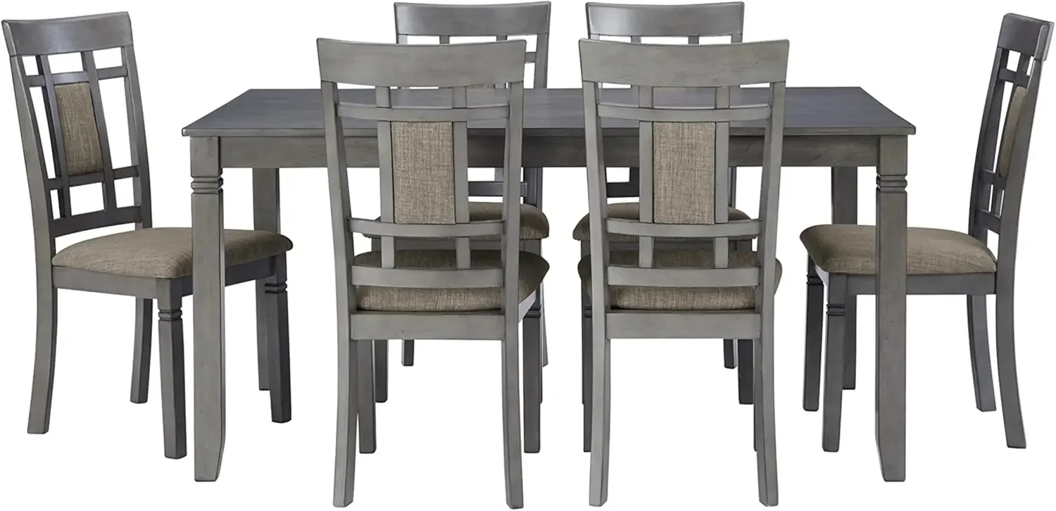 by Ashley Jayemyer 7 Piece Dining Room Set, Includes Table and 6 Chairs, Dark Gray