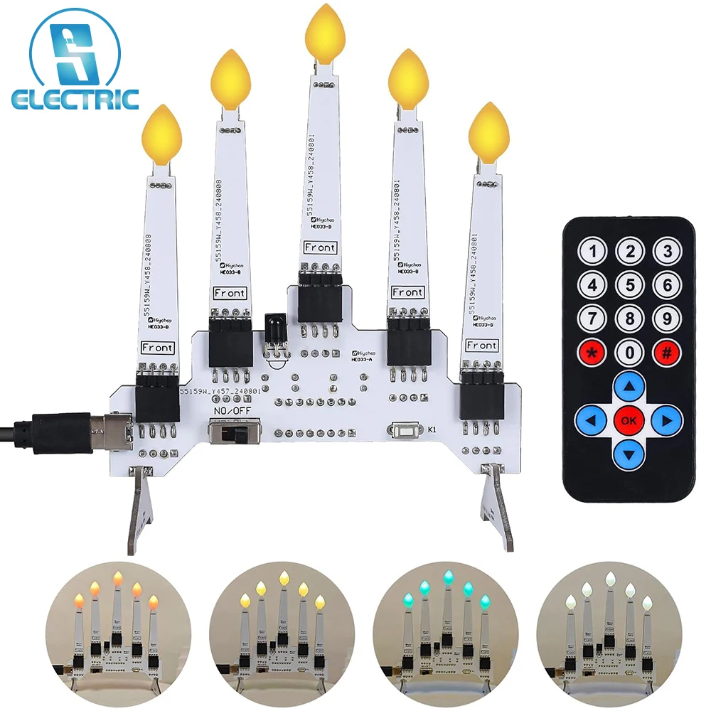 

Electronic Candle Soldering Project LED Candle Light Soldering Practice Kit with Remote DIY Candelabra Kit 10 Lighting Modes
