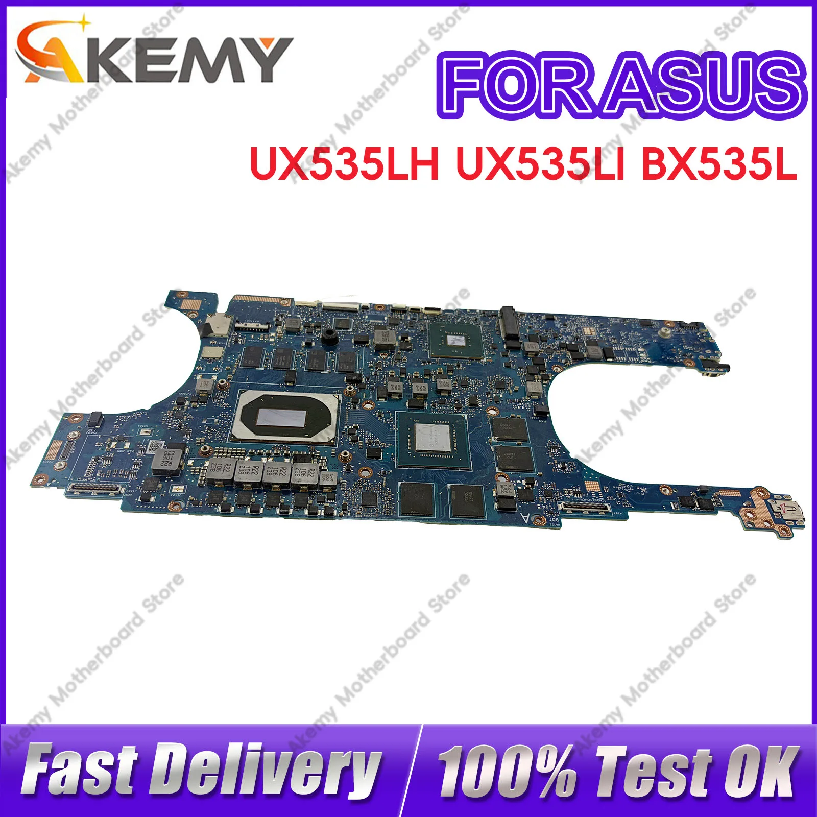 Placa-mãe para laptop ASUS ZenBook UX535LH, compatível com modelos UX53Li, UX53LH, BX535L, UX535, BX535LI, com processadores Intel de 10ª geração i5 e i7.