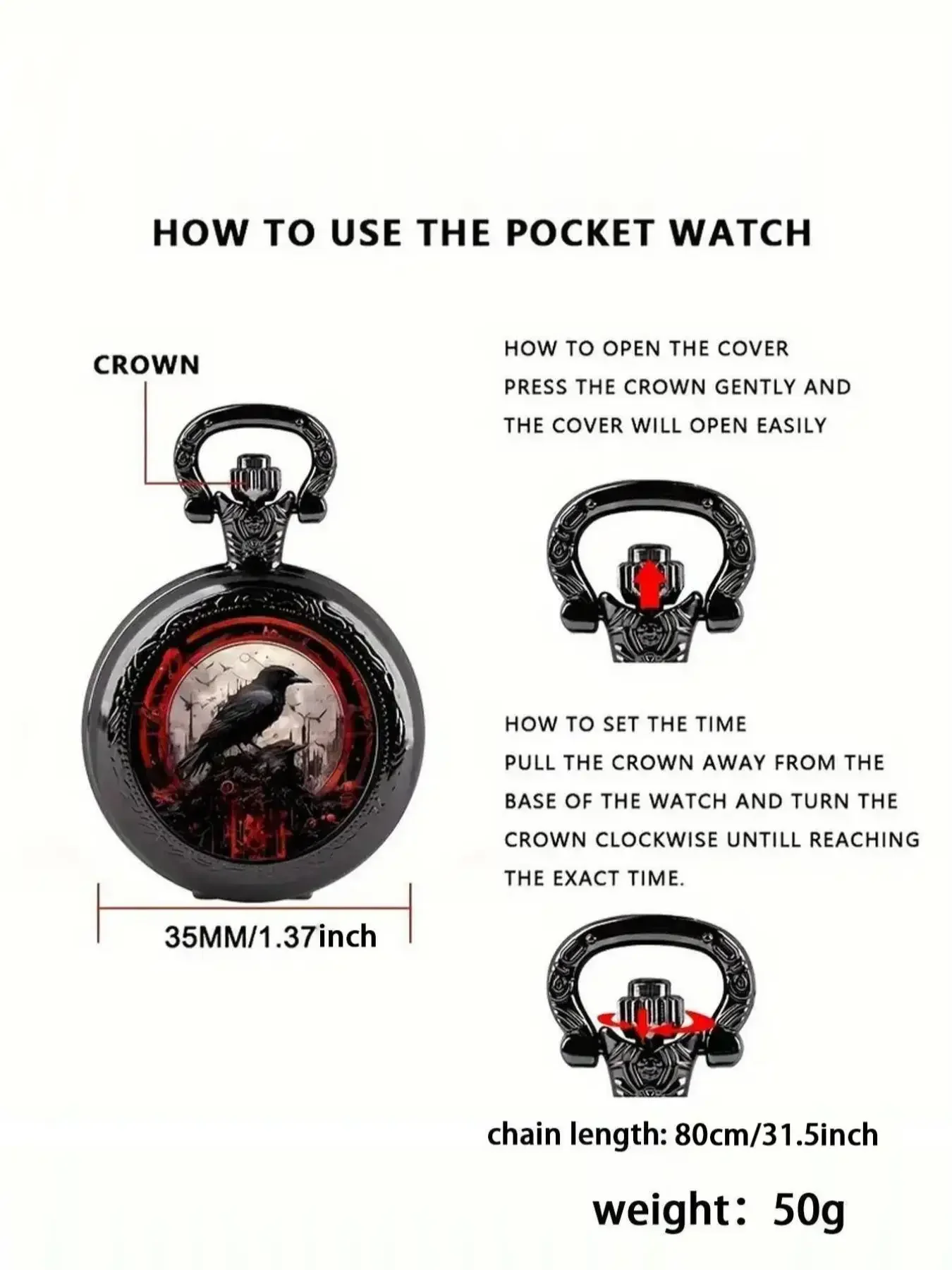 Personalized retro style pocket watch, fashionable, exquisite, versatile, creative hanging watch gift