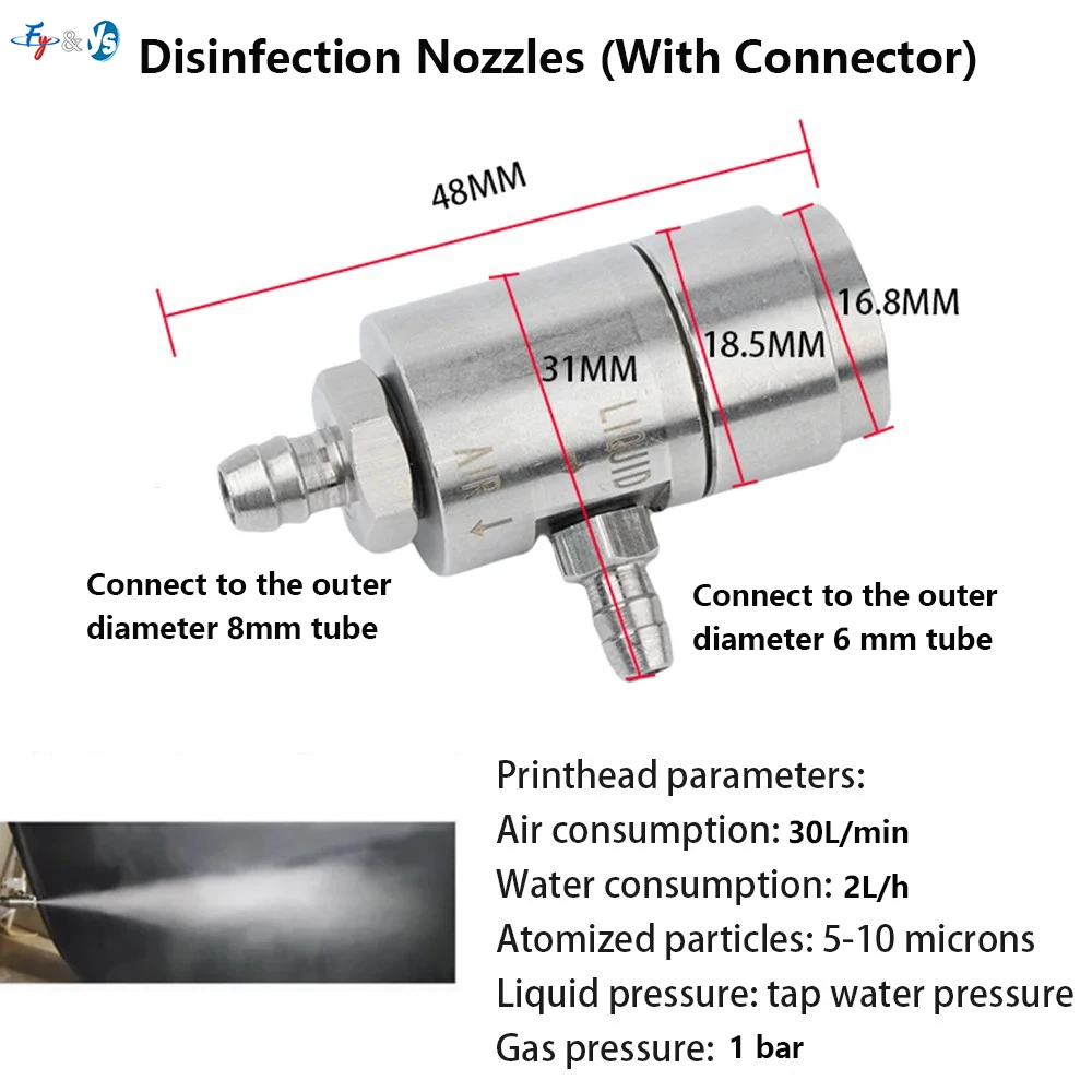 Adjustable Micro 304 Stainless Steel Nozzle for Cleaning Disinfection New Condition Mist Air Liquid Atomizing Equipment Part