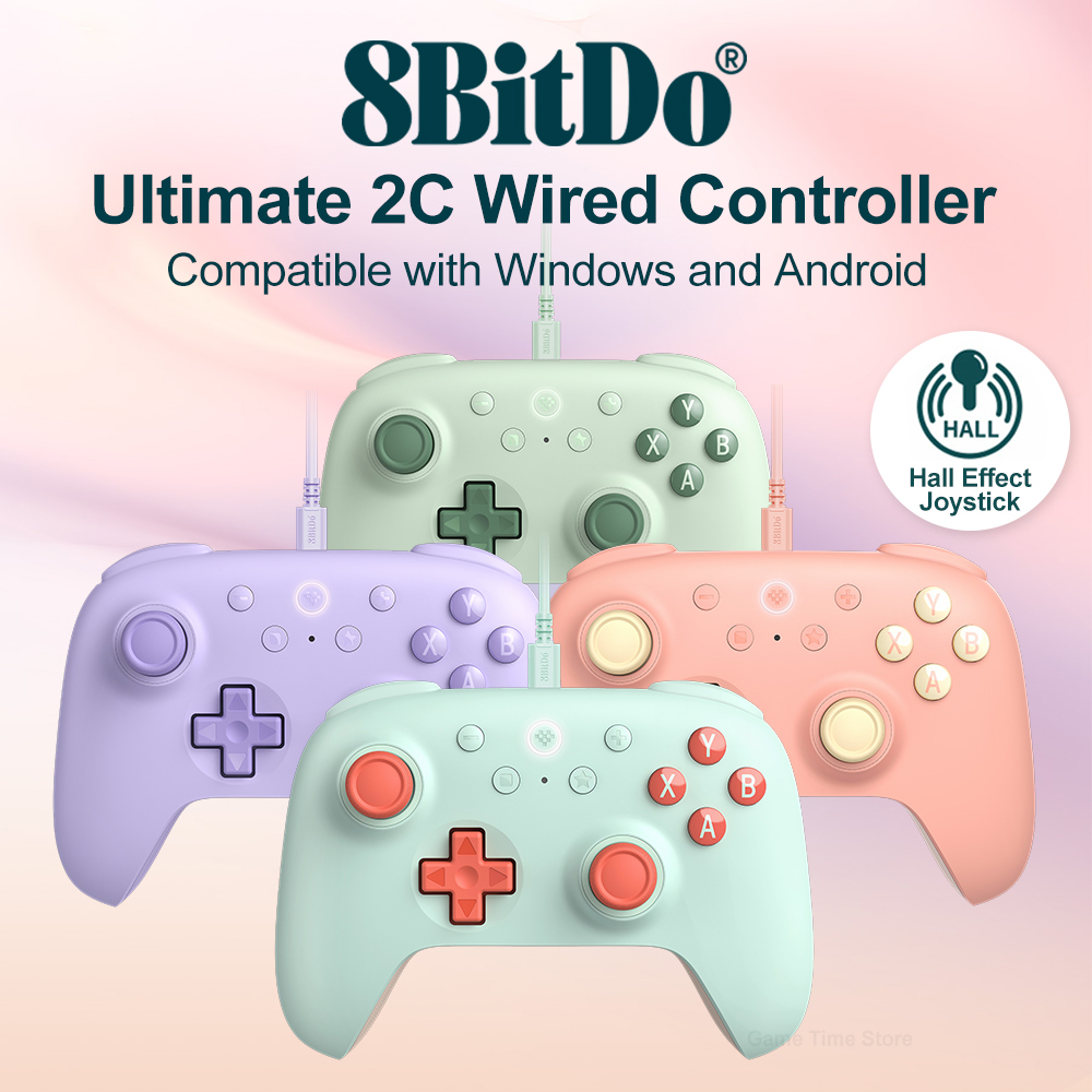  8BitDo Ultimate 2C Wired Controller for PC Android with Hall Effect Triggers & Joysticks 1000Hz Polling Rate and Extra Bumpers 