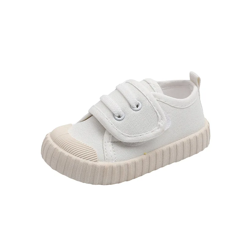 Childrens Canvas Shoes Boys Girls Toddler Casual Shoes Comfortable Soft Boys Girls Baby Sneakers Non-slip White Solid Kids Shoes