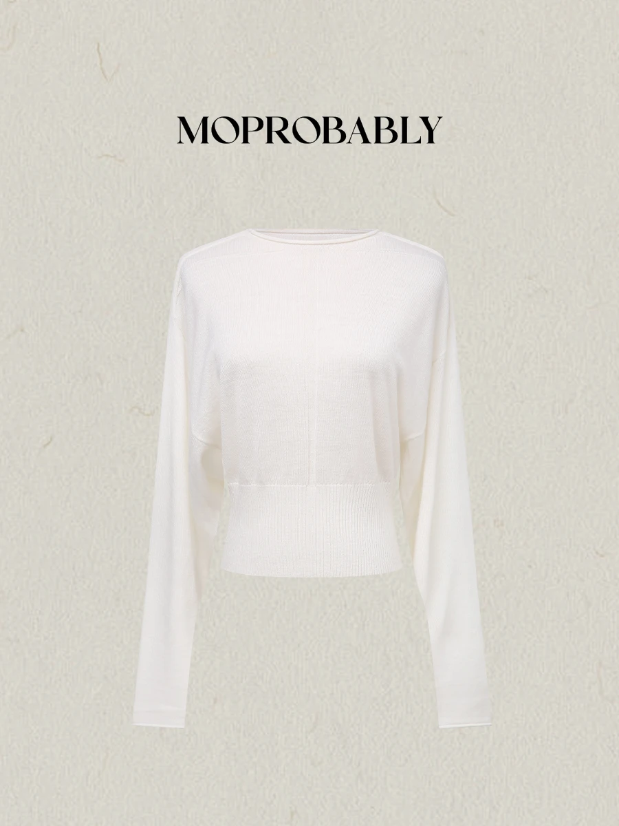 

Ele Simple Knitted Woolen Sweater MPBYRO00 Camere Yarn Overhead Inner Wear Top Li Ynuo Commute Sle Slim Fit Long Sve