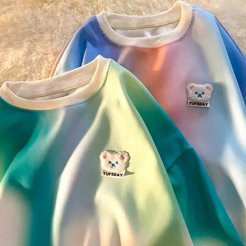 Women Sweatshirts Tie Dye 2022 Spring Autumn Female Hoodies Long Sleeve Loose Pullover Tops Casual Fashion Streetwear