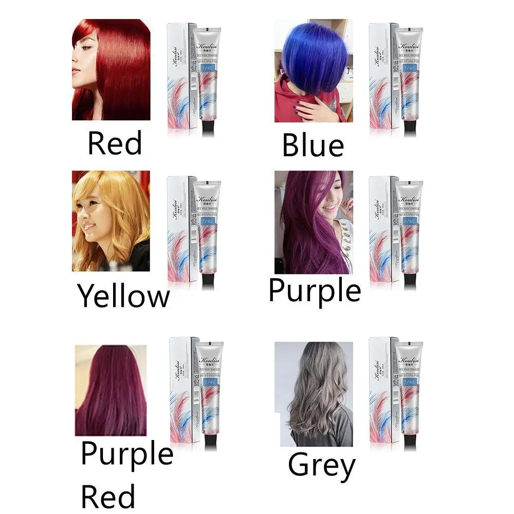 50/92ML Hair Dye Tint  Semi Permanent Hair Coloring Cream 6Colors Hair Care Styling Tools Women/Men Fashion Natural Easy to use