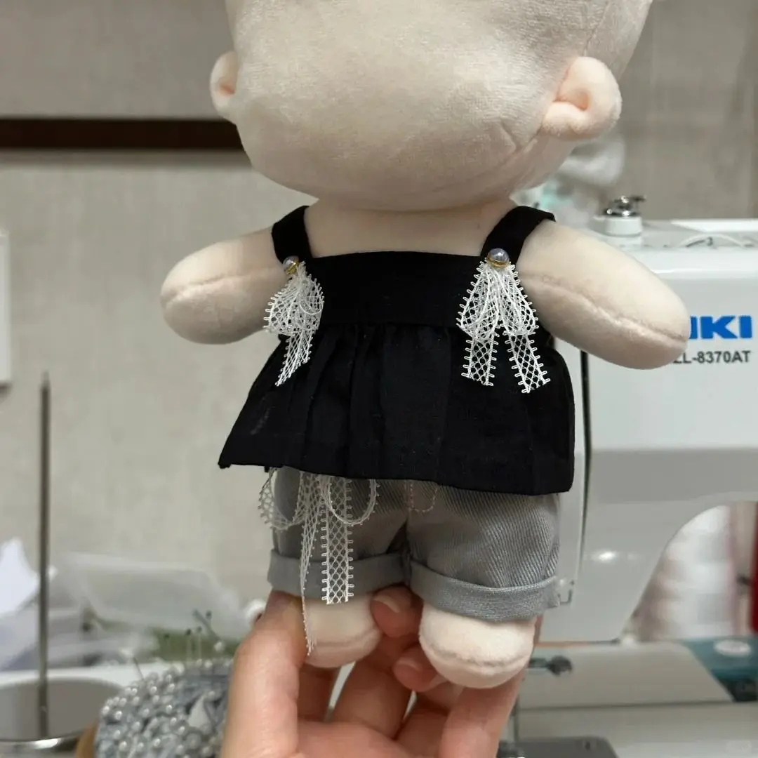 10/15/20cm 면 소재 인형 세트 40개 아기 드레스 인형 청바지 아기 드레스 귀여운 인형 드레스업 스트랩 스커트 옷만 (인형 미포함)