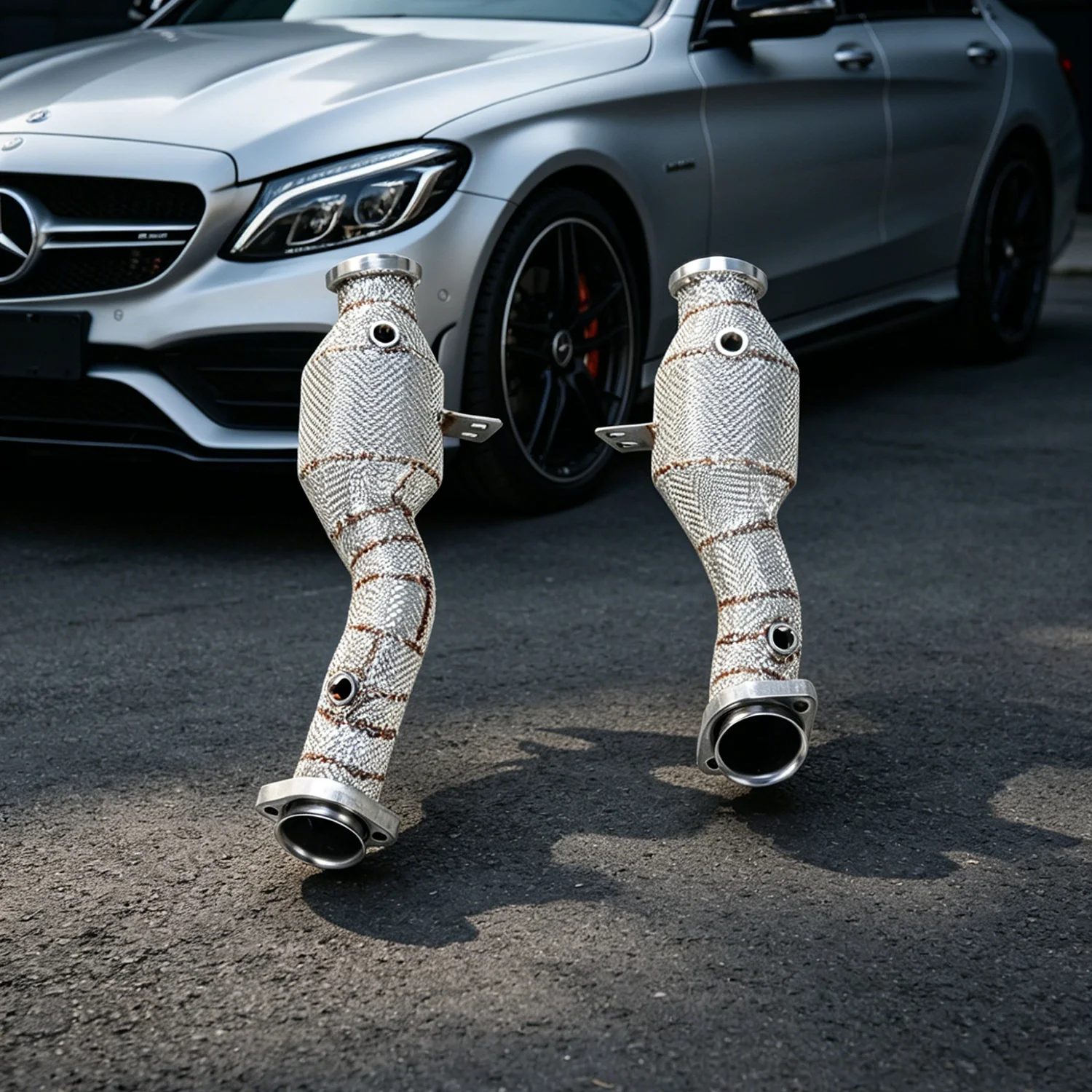 HEO 304 stainless downpipe catted exhaust downpipe for Mercedes BENZ W205 C400 C450 C43 e43 e320 glc43 downpipe exhaust