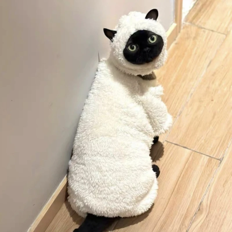 Sheep Cosplay Cat Clothing Fantasia Divertidly Cat Outfit Hoodies Pet Costume Chat Fancy Dress Sweater Pets Disguise Accessories