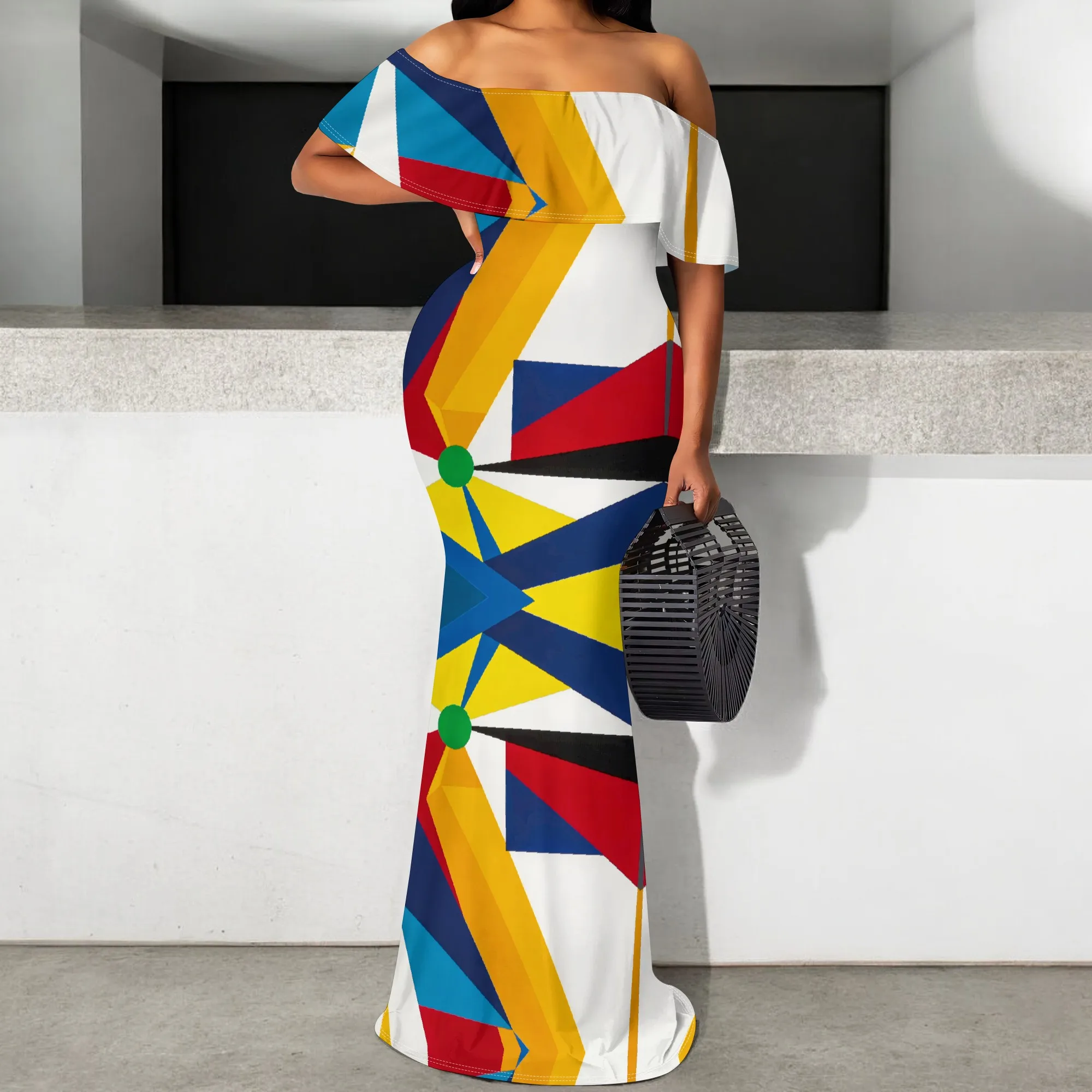 

Bold Geometric Off-Shoulder Maxi Dress - S-3XL | Perfect for Summer Festivals, Beach Parties & Vacation Looks