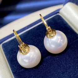 hot huge AAAA++++ 10-11mm 11-12mm 12-13mm Gorgeous KOYA White ROUND pearl earring 925s... gift box