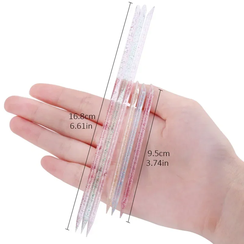 50/100Pcs Double Cuticle End Nail Art Cuticle Pusher Reusable Pedicure Crystal Stick Remover Tool Care Nails Manicures Tools