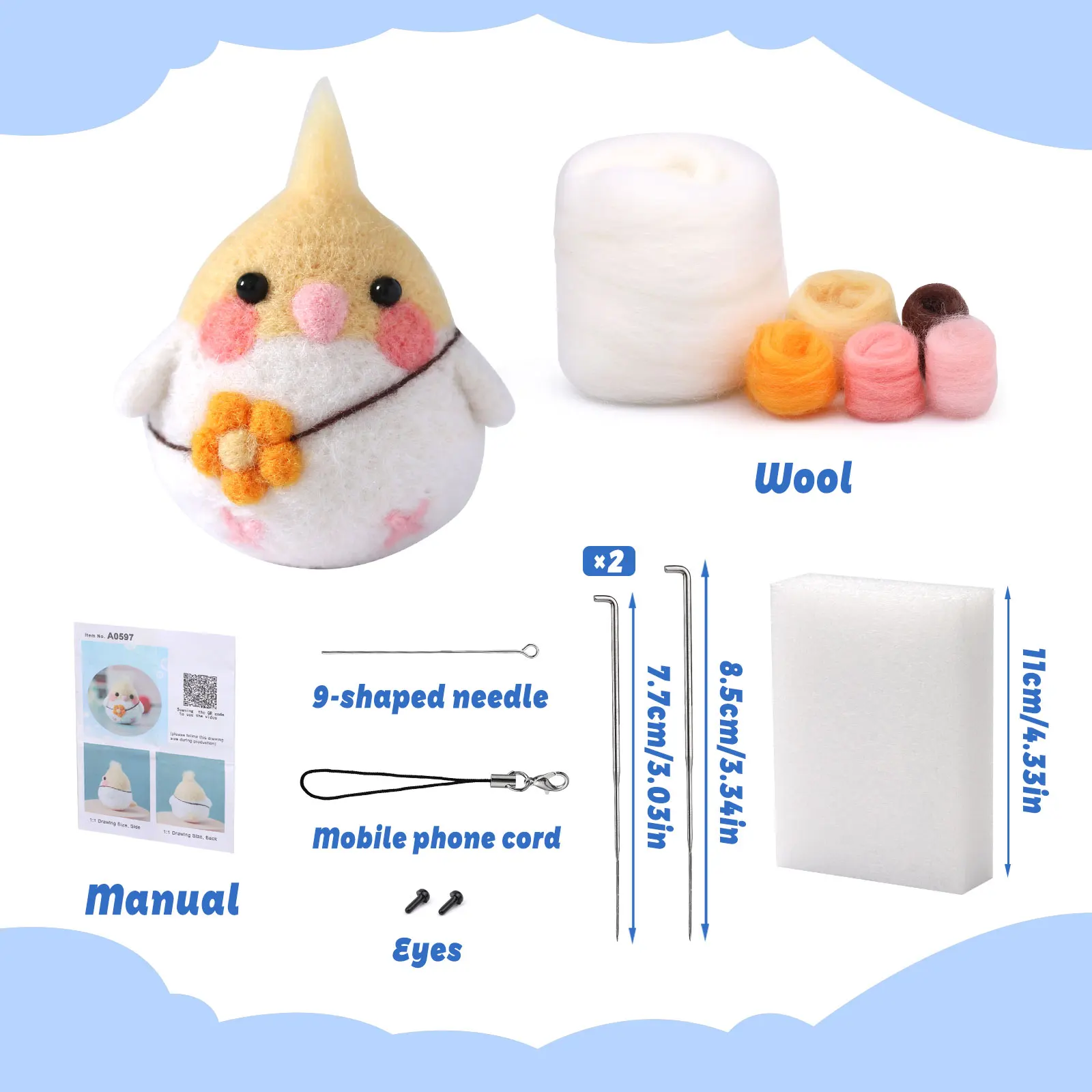 Animal Needle Felting Supplies Kits with Tools Needle Felting Kit Doll Making Supplies for Beginners Adults