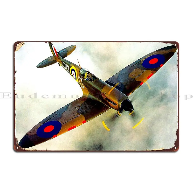 Spitfire Vintage Second World War Fighter Plane Metal Signs Personalized Wall Mural Wall Decor Home Pub Tin Sign Poster