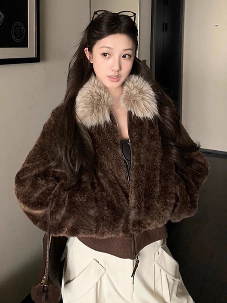 Women Short Faux Lamb Wool Jacket with Fur Collar, Eco Friendly Quilted Thick Warm Coat, New 2026 Fall Winter Outerwear