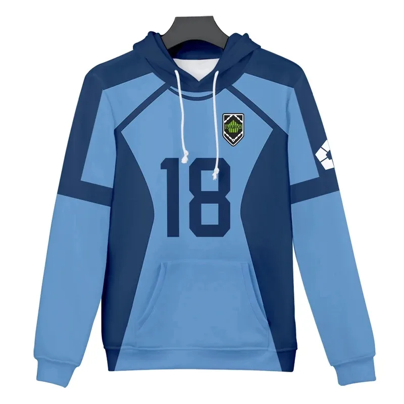 Толстовки с 3D принтом аниме Blue Lock для мужчин и женщин, толстовки с капюшоном большого размера, пуловеры с капюшоном, спортивный костюм в стиле Харадзюку, мужская одежда