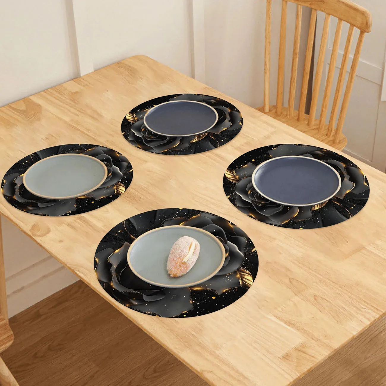 4-piece set - wooden placemat, anti slip and heat-resistant, desktop protection, dining table decoration, restaurant gift