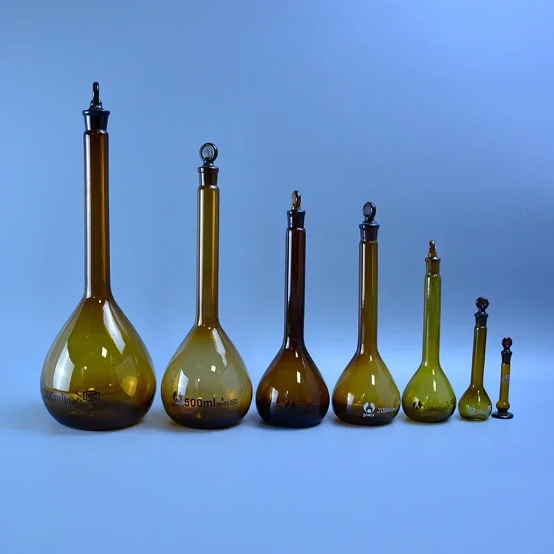 5ml to 1000ml Lab Brown Glass Volumetric Flask the Long Neck Quantitative Bottle for school experiment