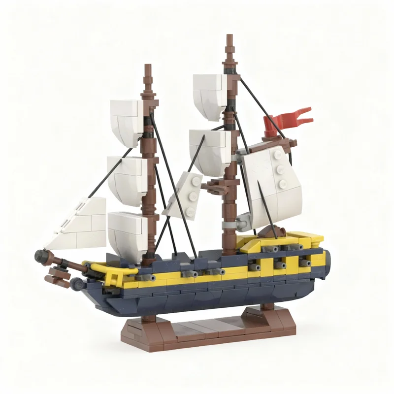 300pcs MOC HMS Interceptor Disneieny Pirates The Caribbean Model Building Blocks Toy Construction Christmas Gifts Brick Idea