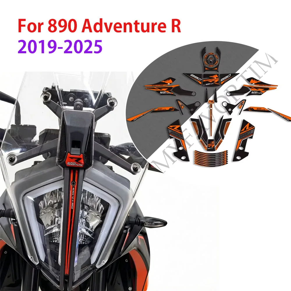 For 890 Adventure R ADV 2019 - 2025  Protector Tank Pad Side Grips Gas Fuel Oil Kit Knee Handguard Handshield Stickers Decals