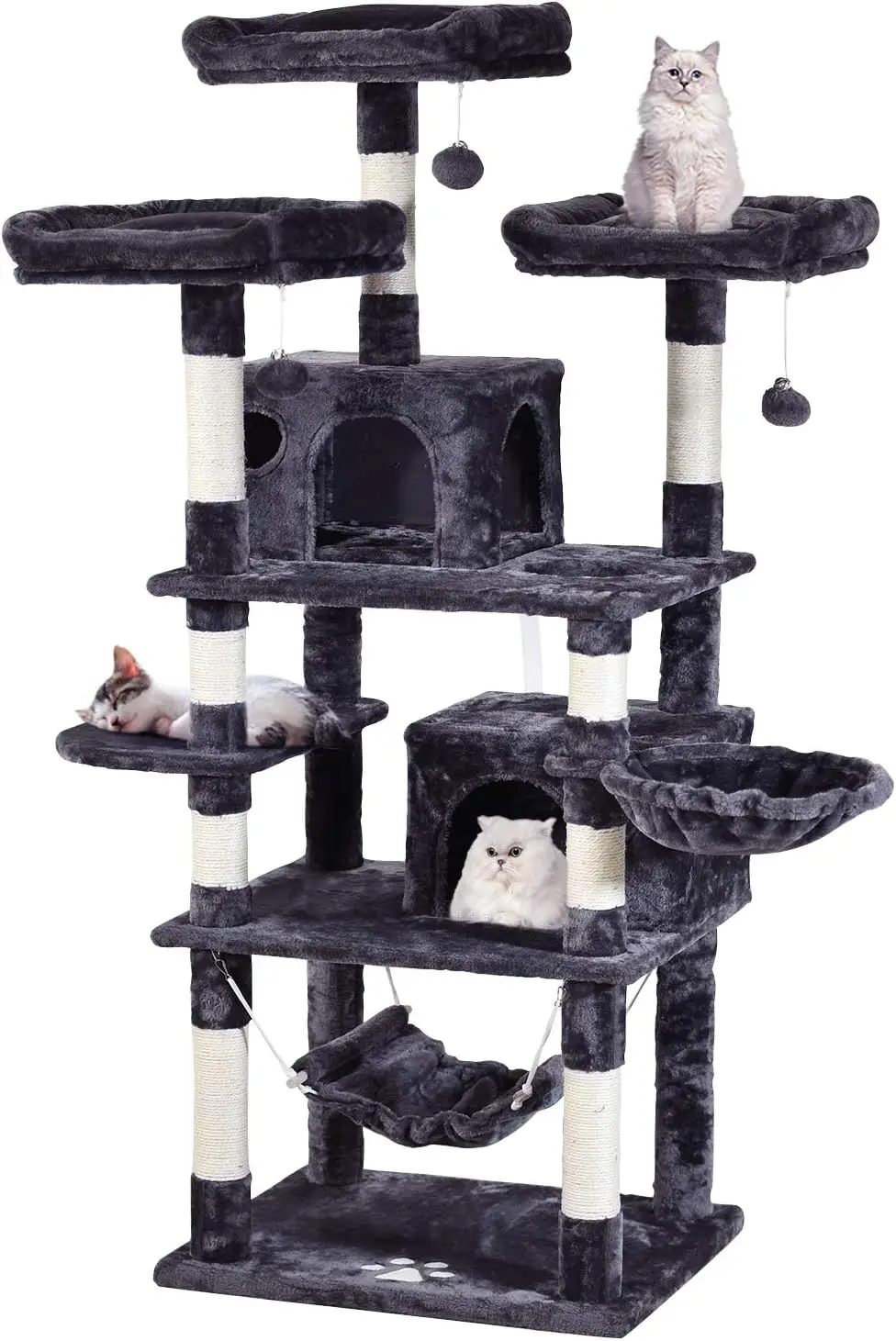 

Multi-Level Cat Tree, Activity Centre Cat Tower Furniture with Sisal-Covered Scratching Posts, 3 Padded Plush Perches, D