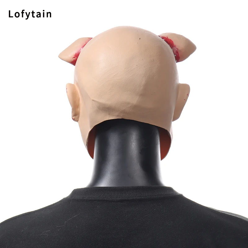 Lofytain máscara de cabeza de cerdo llorona de sierra de terror, casco de Animal asesino de demonio sangriento, accesorios de fiesta de Halloween,