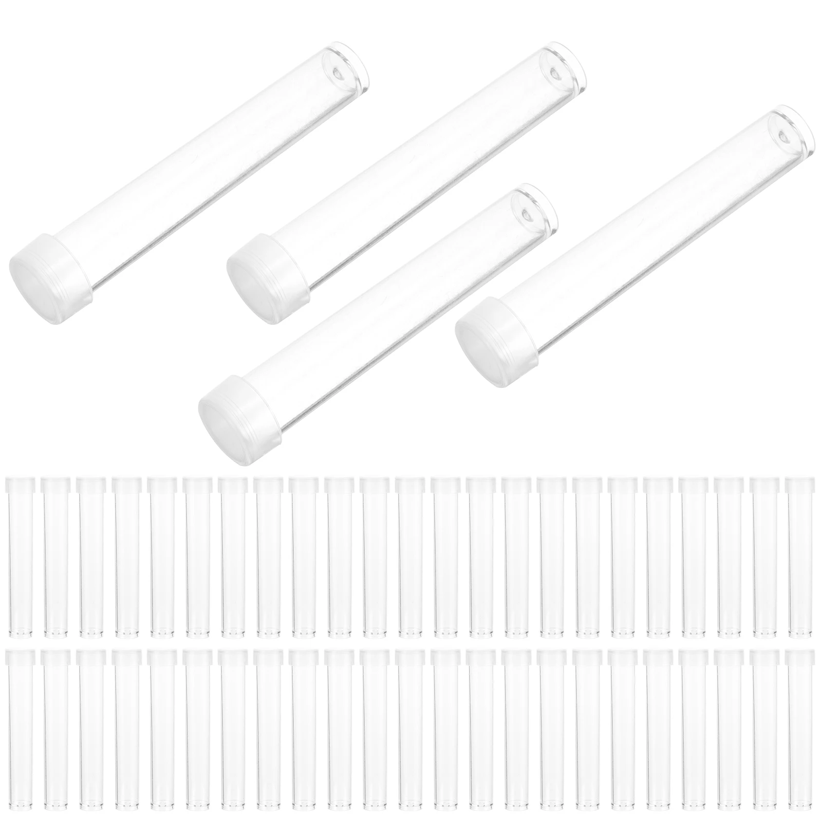 

100 Pcs Clear Tubes Small Bottles Plastic Test Tubes Lids for Plants Storage Travel Size Cosmetics Sample Gel Lotion Containers