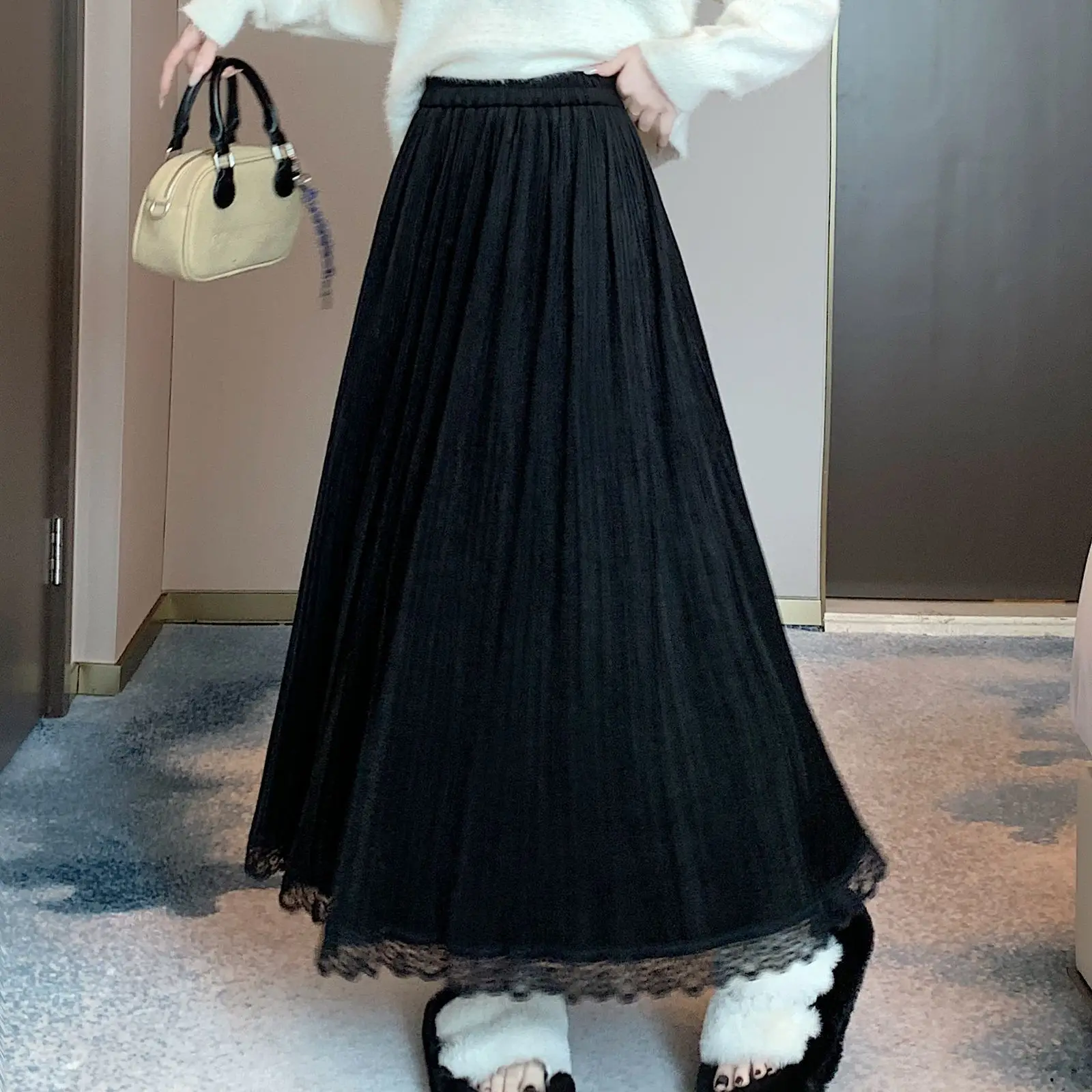 

Женская утягивающая трикотажная юбка с высокой талией, модное женское осенне-зимнее прямое утягивающее вязаное кружевное платье, элегантное платье TS534