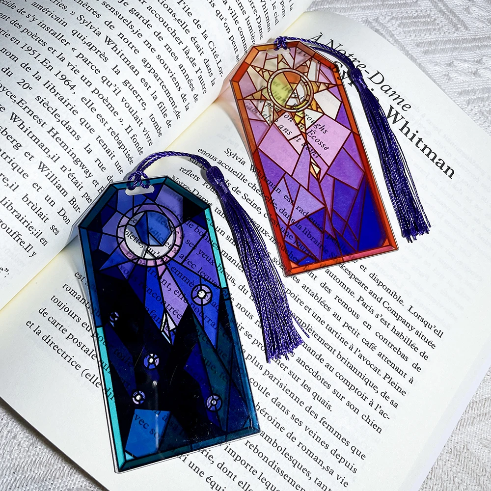 2pcs Creative Sun and Moon Book Mark Acrylic Bookmarks Book Lovers Collection Reading Marker Friend Anniversary Gifts Stationery