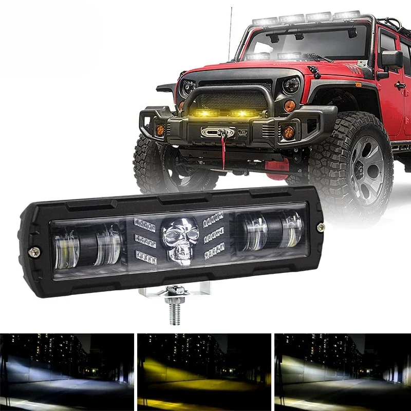 Strip LED Front Bar Light Slotted Car Work Light Off-road Vehicle Motorcycle Maintenance Light Engineering Auxiliary Spotlight