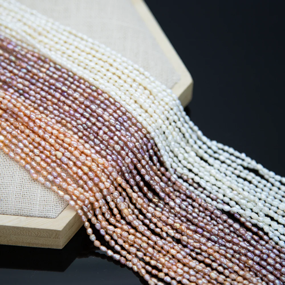 

2-3mm Rice Shaped Natural Freshwater Pearl Beads White Pink Purple for Jewelry Making Bracelet Necklace Earrings Accessories