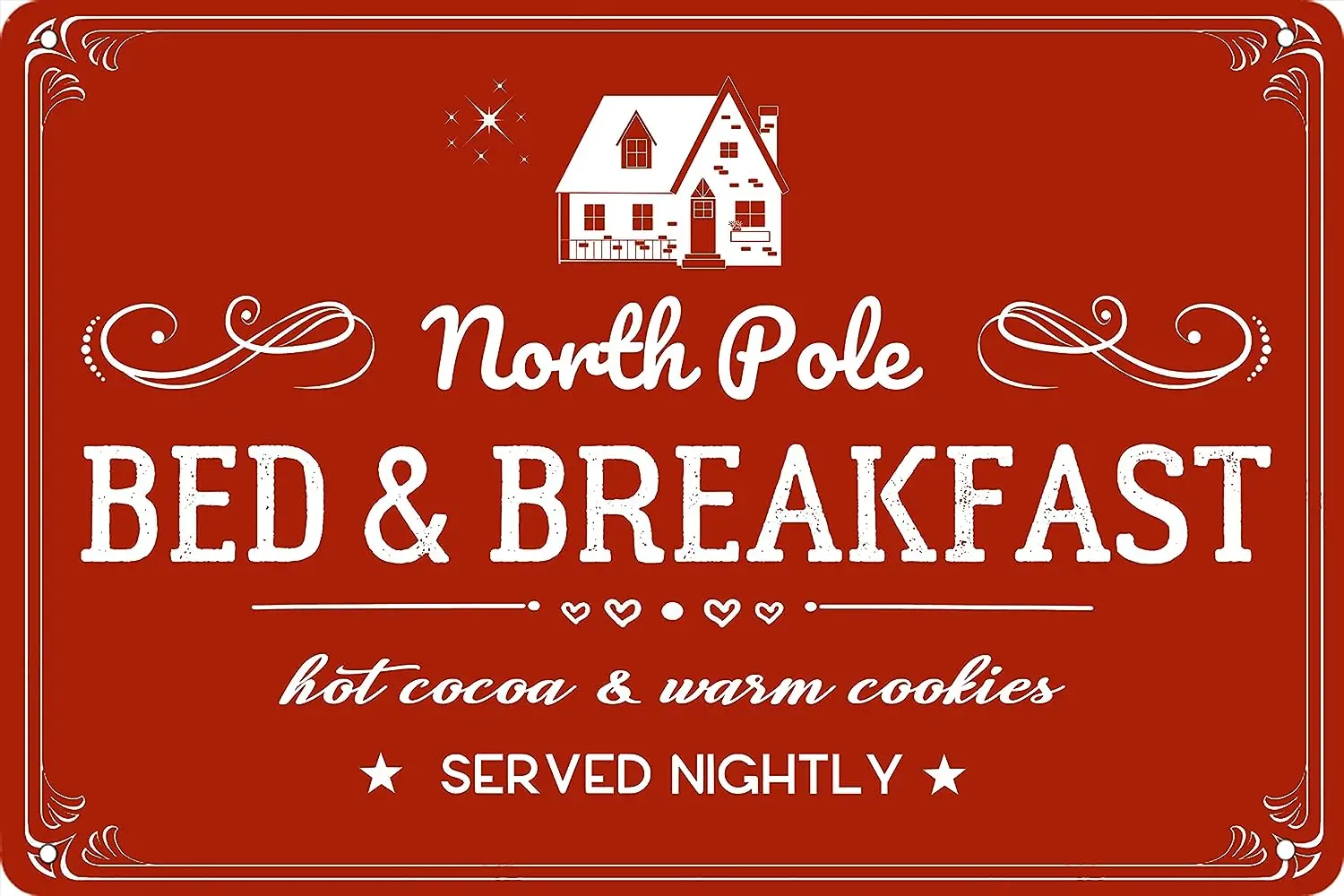 

North Pole Bed & Breakfast Metal Sign Vintage Christmas Tin Signs Christmas Decoration Santa Wall Decor For Home Kitchen