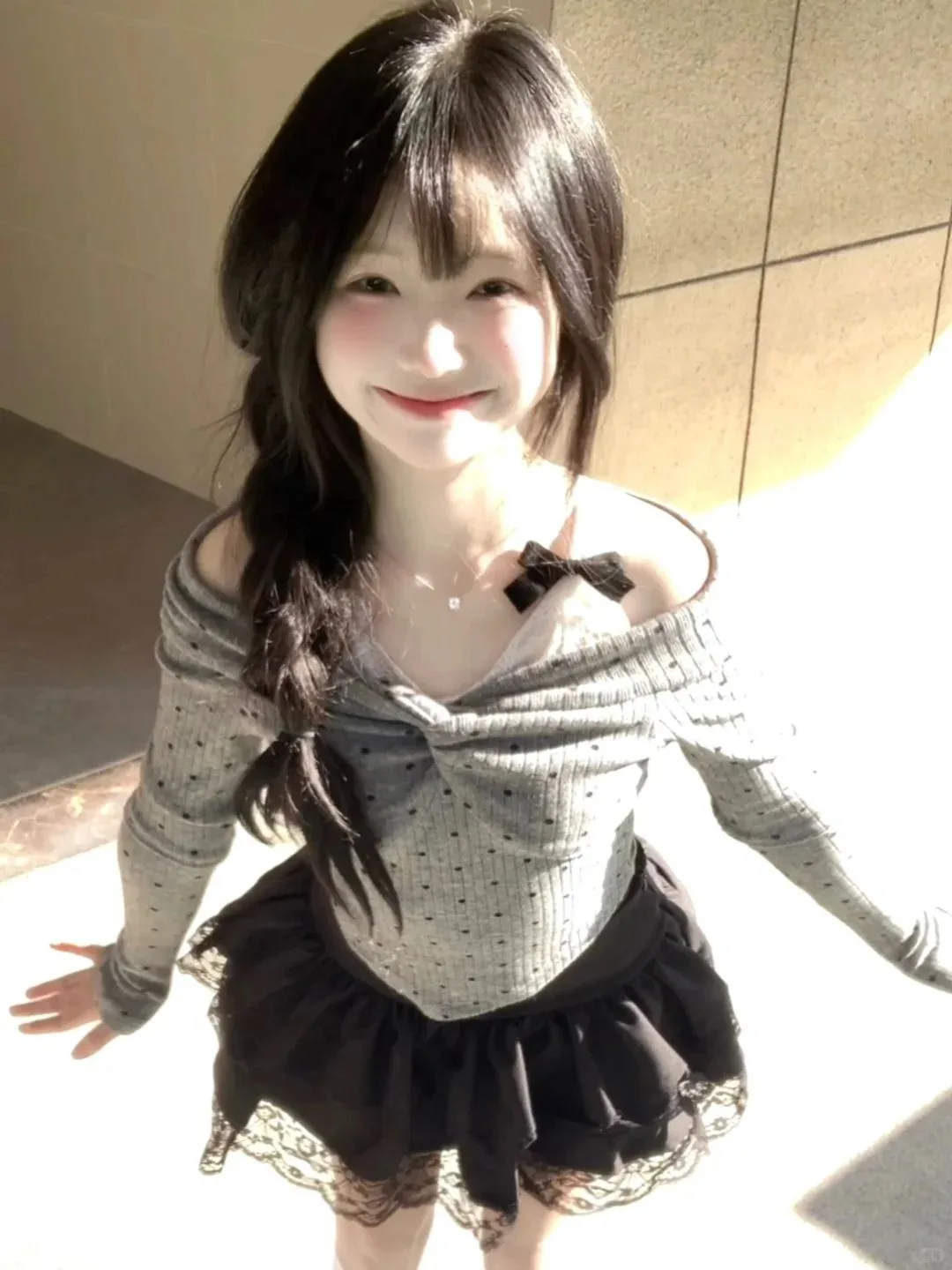 

Korean Sle Soft Cozy Knot Design One oulder ort Knitted Sweater Women Autumn Winter Chic Sweet Spicy Polka Dot Top