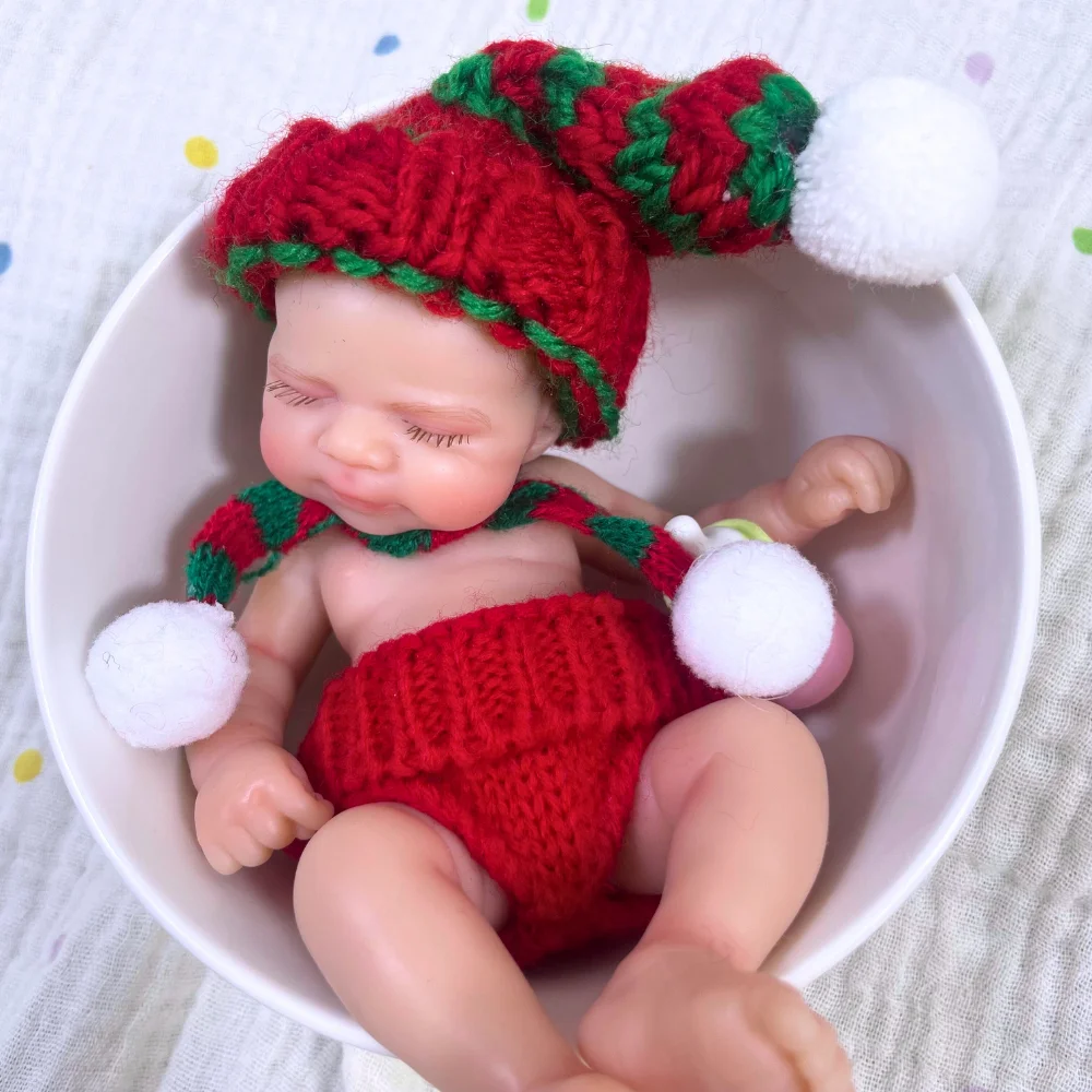 Mini 15CM Pascale Reborn Lalka Silikonowa Dziewczynka z Możliwością Mycia Ciała, 6 Calowa Miękka Lalka z Solidnego Silikonu, Prezent na Urodziny, Boże Narodzenie, Zabawka