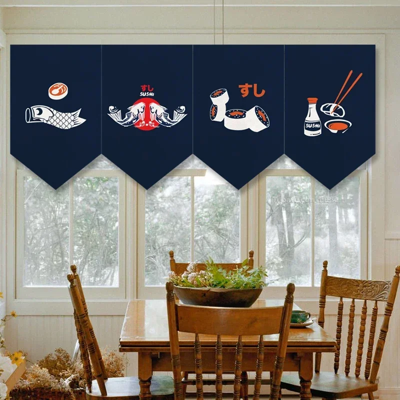 

Kitchen Triangular flag Japanese Sushi Shop Decoration Door Curtain Short Curtain Partition