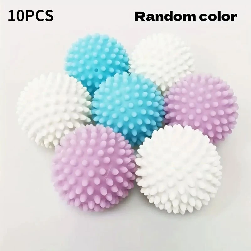 Lot de 10 balles de lavage réutilisables de couleur aléatoire, grandes balles de séchage en plastique pour éliminer les poils, adoucir les tissus, anti-plis et anti-emmêlement pour la lessive