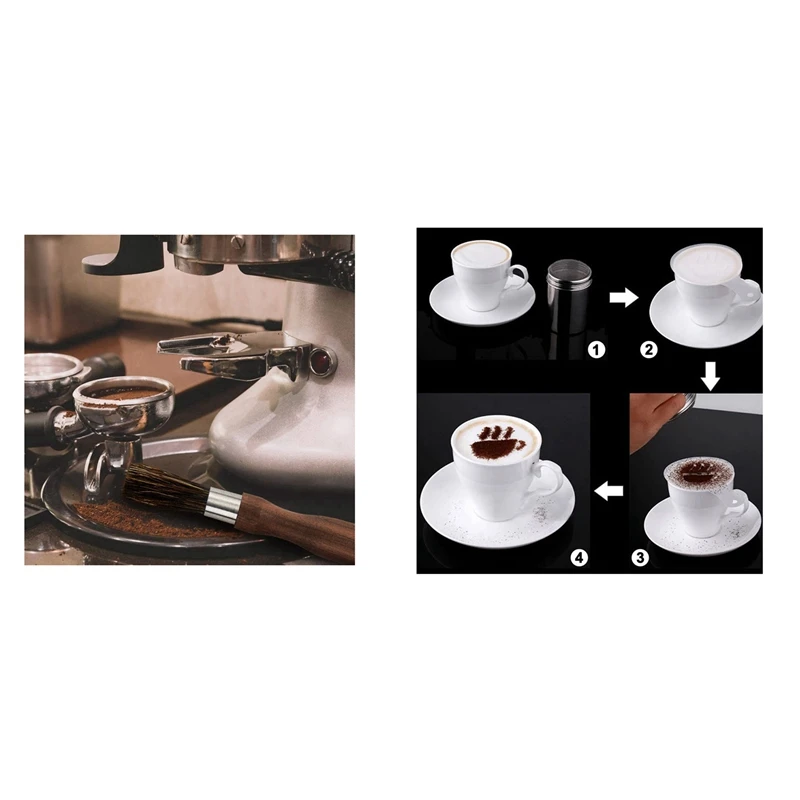 コーヒーブラシ,ステンレス鋼,コーヒースプレーテンプレート,バリスタペンシル,装飾ツール