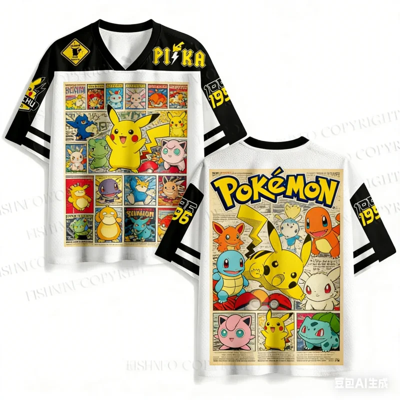 

Мужская футболка с изображением Пикачу, с графикой улыбающегося лица и логотипом в виде молнии, с короткими рукавами, в стиле аниме Покемон, повседневная уличная одежда, спортивная одежда, футболки