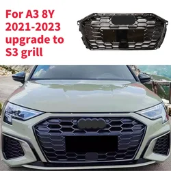 Racing Grills Front Hood Grille Car Front Bumper Grill Center Grille for S3 Grill for Audi A3/S3 8Y 2021-2023