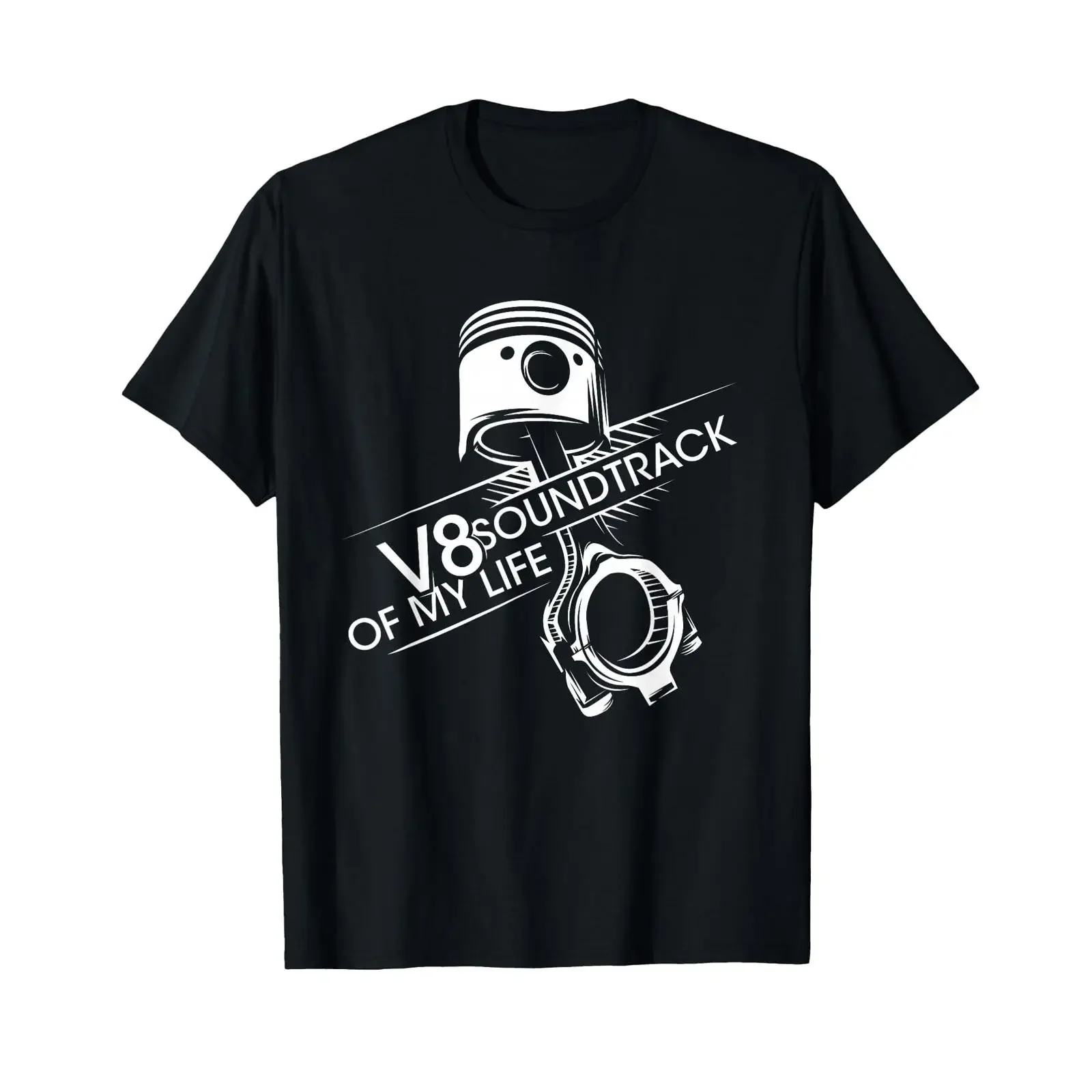 V8 Soundtrack Car Sayings Musclecars Piston T Shirt vintage Washed Top For Everyday Wear Comfortable Unisex Casual Versatile