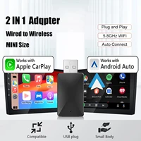 2025 NUEVO Chip 2 en 1 Adaptador inalámbrico CarPlay Android Auto Mini diseño 5.G-WiFi y BT Plug & Play de baja latencia para coches OEM con cable