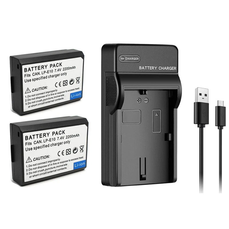 

2200mAh LP-E10 LPE10 LP E10 Camera Battery + USB Charger for Canon EOS 1100D 1200D 1300D 2000D 4000D Rebel T3 T5 T6 KISS X50 X70
