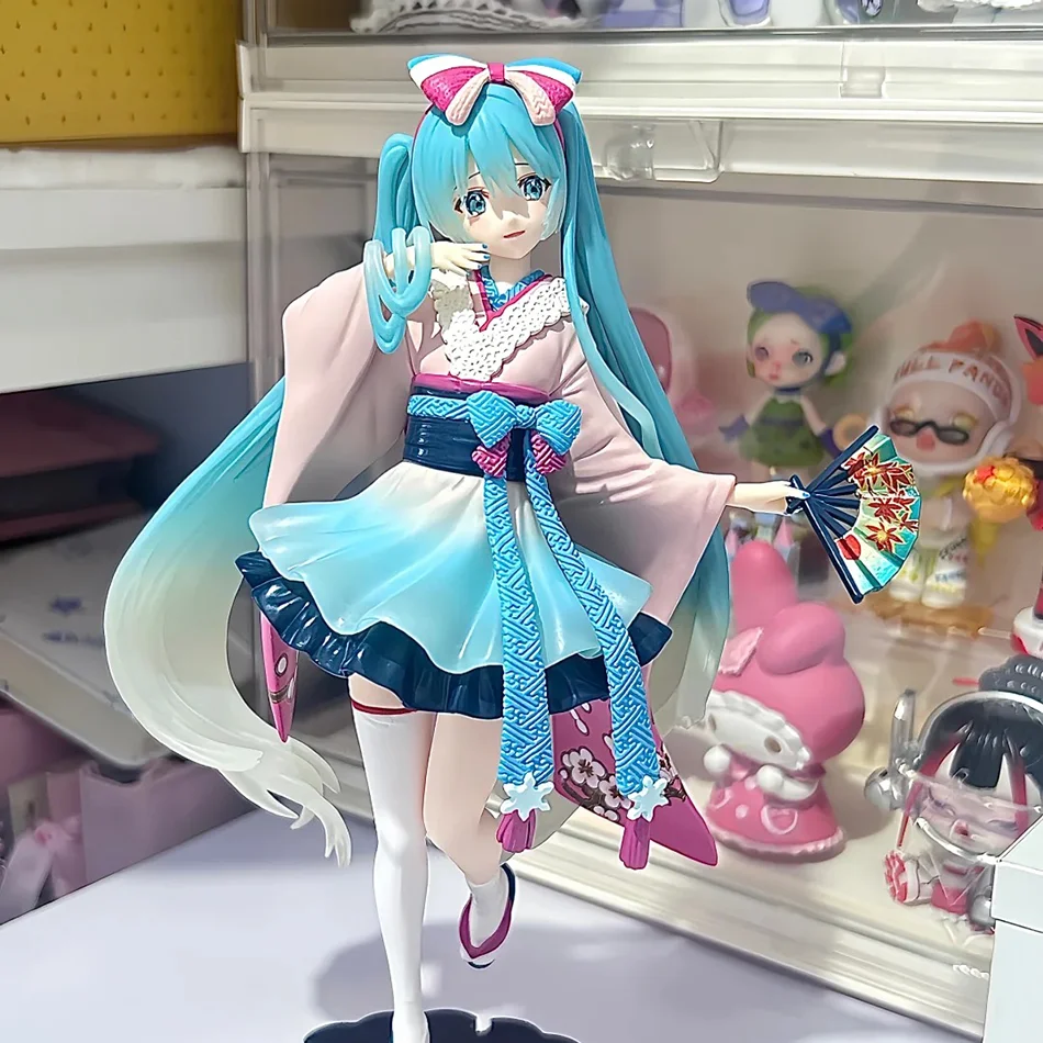 Hatsune miku desktop bonito figura de ação 25cm nova série tokyo quimono anime estatueta kawaii menina modelo brinquedo presente