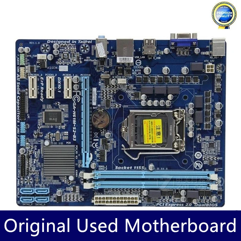 For Used GA-H61M-S2-B3 H61M-S2-B3 Desktop Motherboard H61 Socket LGA 1155 i3 i5 i7 16GB DDR3 Original Mainboard