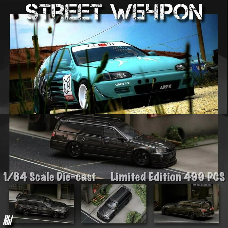 

Уличное оружие EG6 Kanjozoku FALKEN/Stagea R34, модель автомобиля из углеродного черного литья под давлением