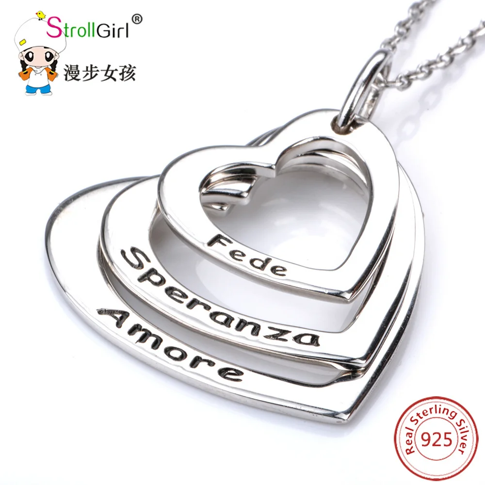 925 Sterling Silver Personalized Chain Pendant Choker Necklace Jewelry Heart Love Customized Necklaces & Pendants for Women Gift