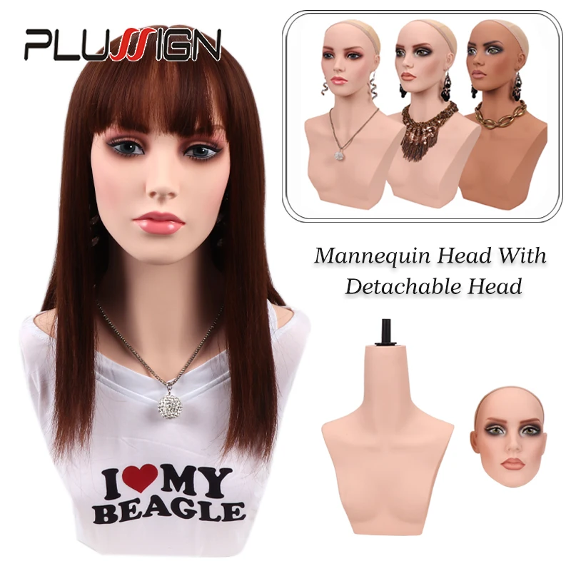 

Plussign Detachable Mannequin Head For Wig Female Doll Head Makeup Wigs Display Head Pvc Bust Mannequin With Stand Bottom Cover